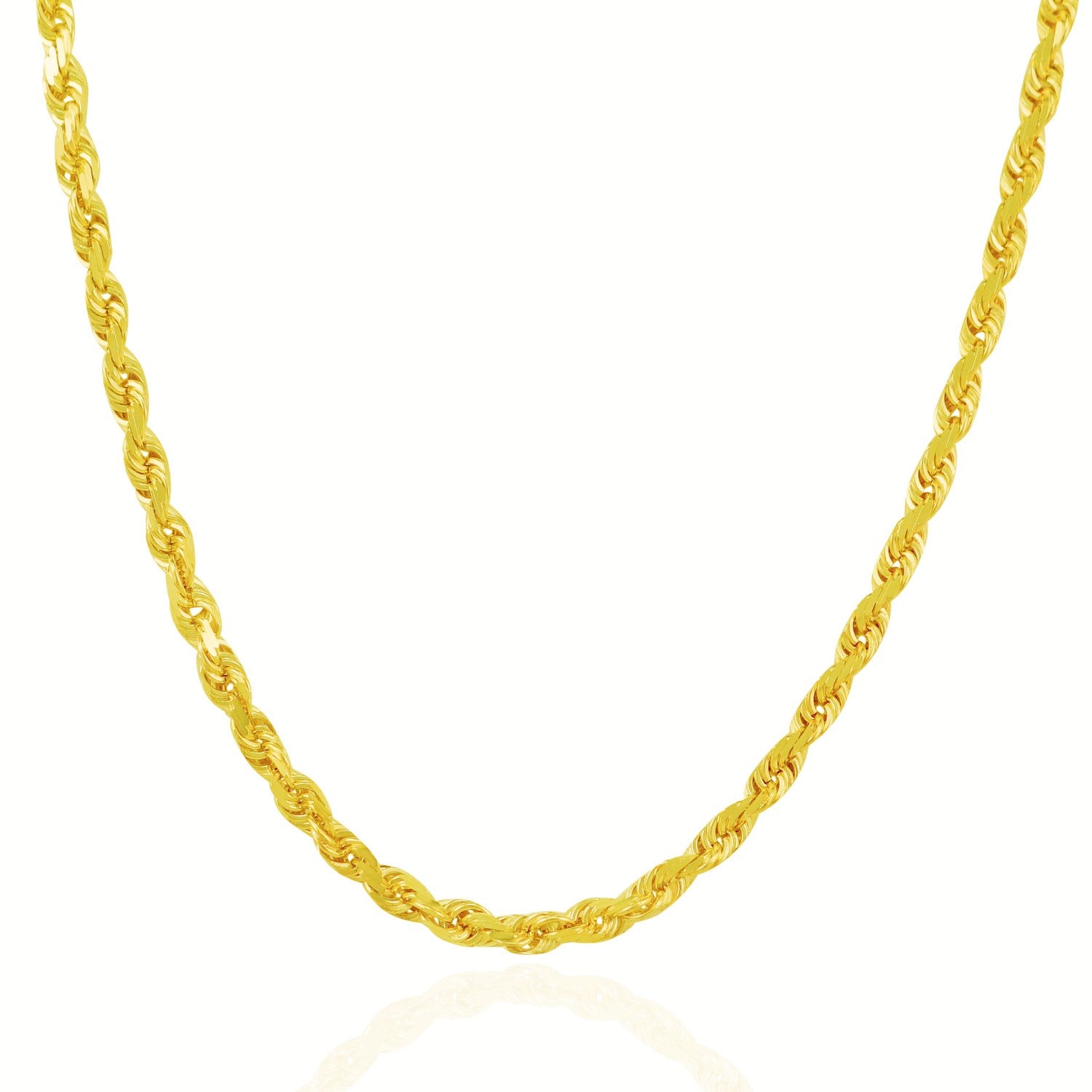 10k Yellow Gold Solid Diamond Cut Rope Chain (5.00 mm) in a sleek high-contrast midnight luxury editorial style